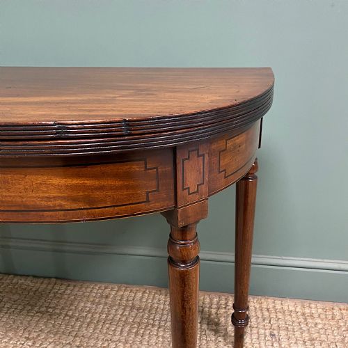 PERIOD MAHOGANY DEMI LUNE ANTIQUE GEORGIAN TEA TABLE - ADDITIONAL PHOTO 1