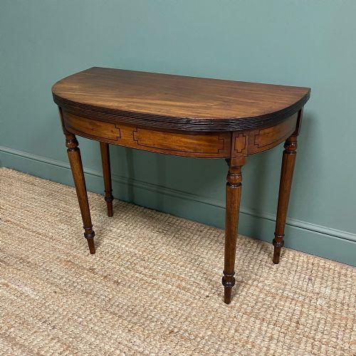 PERIOD MAHOGANY DEMI LUNE ANTIQUE GEORGIAN TEA TABLE - ADDITIONAL PHOTO 4