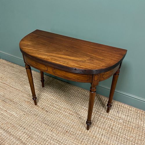 PERIOD MAHOGANY DEMI LUNE ANTIQUE GEORGIAN TEA TABLE - ADDITIONAL PHOTO 5