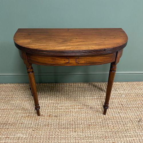 PERIOD MAHOGANY DEMI LUNE ANTIQUE GEORGIAN TEA TABLE - ADDITIONAL PHOTO 6