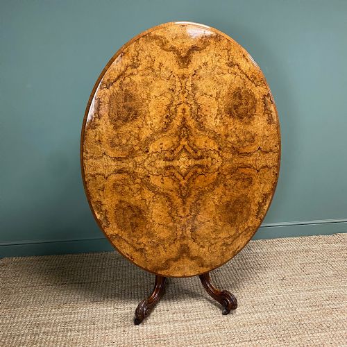 STUNNING VICTORIAN OVAL ANTIQUE BURR WALNUT TABLE - ADDITIONAL PHOTO 7