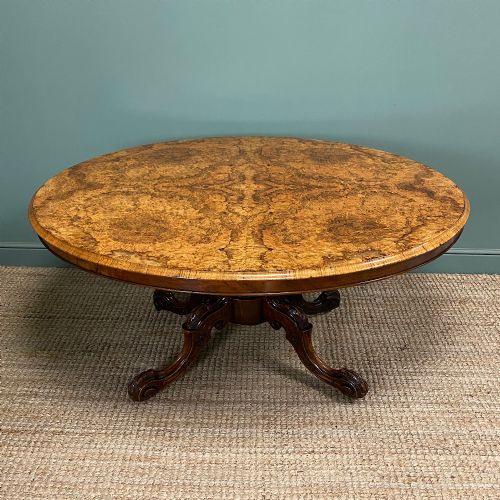 STUNNING VICTORIAN OVAL ANTIQUE BURR WALNUT TABLE - ADDITIONAL PHOTO 8