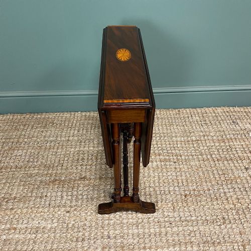 ELEGANT ANTIQUE INLAID SUTHERLAND TABLE - ADDITIONAL PHOTO 4