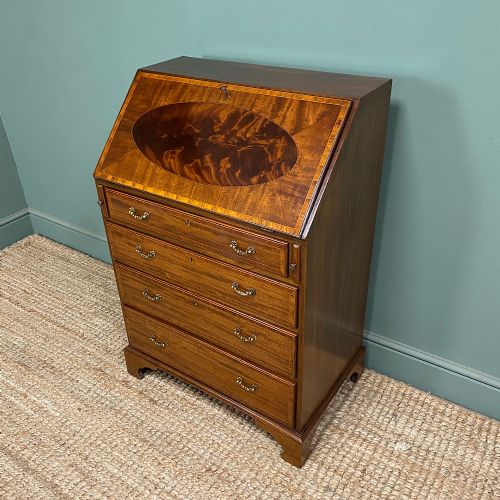 QUALITY SMALL INLAID MAHOGANY ANTIQUE EDWARDIAN BUREAU - ADDITIONAL PHOTO 1