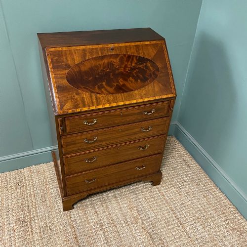QUALITY SMALL INLAID MAHOGANY ANTIQUE EDWARDIAN BUREAU - ADDITIONAL PHOTO 2