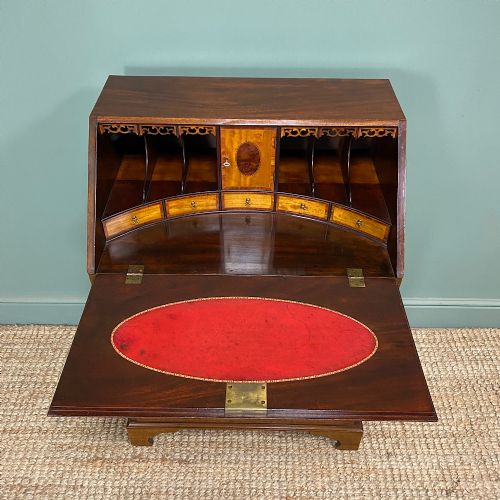 QUALITY SMALL INLAID MAHOGANY ANTIQUE EDWARDIAN BUREAU - ADDITIONAL PHOTO 3