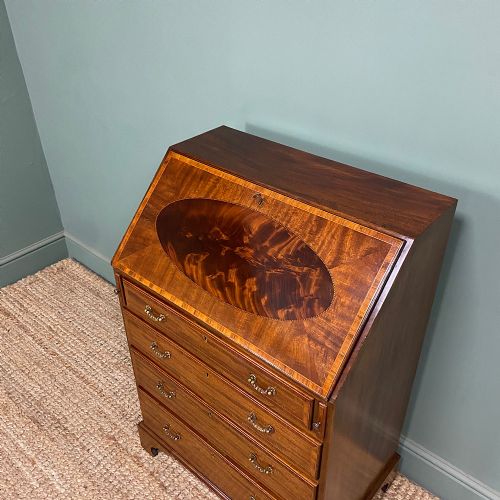 QUALITY SMALL INLAID MAHOGANY ANTIQUE EDWARDIAN BUREAU - ADDITIONAL PHOTO 7