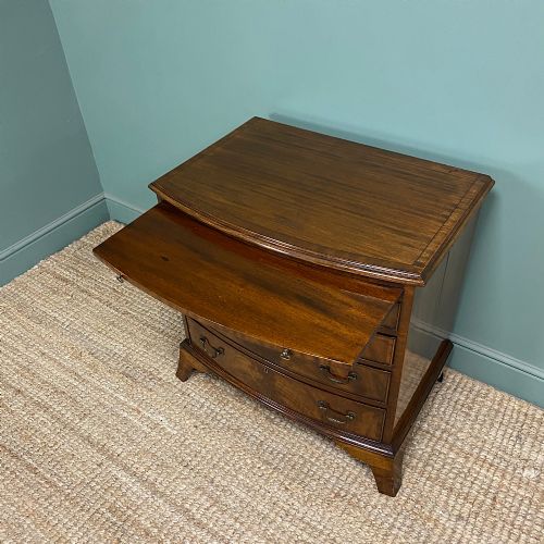 QUALITY SMALL BOW FRONTED ANTIQUE CHEST WITH BRUSHING SLIDE - ADDITIONAL PHOTO 1