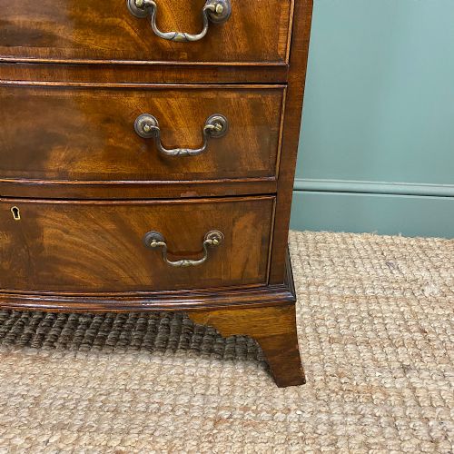 QUALITY SMALL BOW FRONTED ANTIQUE CHEST WITH BRUSHING SLIDE - ADDITIONAL PHOTO 7