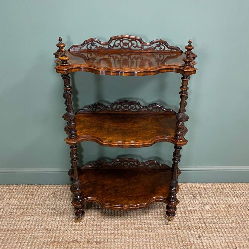 superb quality antique victorian walnut what not - CATEGORY: ANTIQUE FURNITURE - DATED VICTORIAN