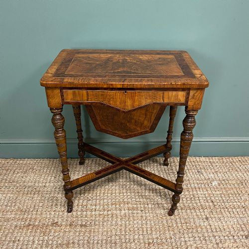 fine quality antique victorian walnut work table - CATEGORY: ANTIQUE TABLES - DATED VICTORIAN