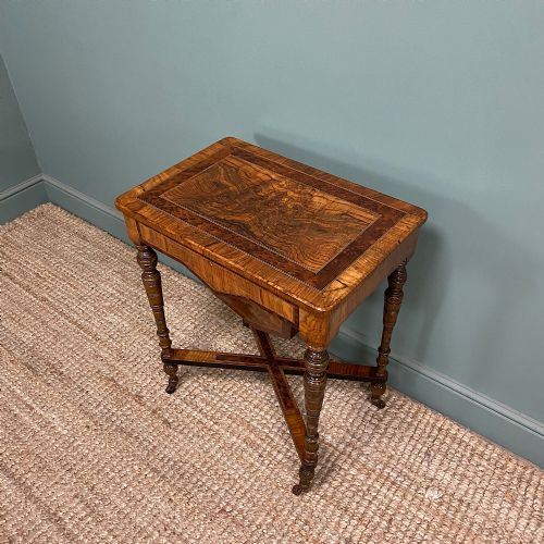 FINE QUALITY ANTIQUE VICTORIAN WALNUT WORK TABLE - ADDITIONAL PHOTO 3