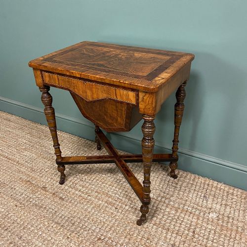 FINE QUALITY ANTIQUE VICTORIAN WALNUT WORK TABLE - ADDITIONAL PHOTO 4