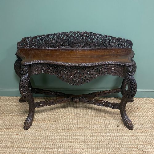 unusual antique carved burmese console table - CATEGORY: ANTIQUE TABLES - DATED 19TH CENTURY