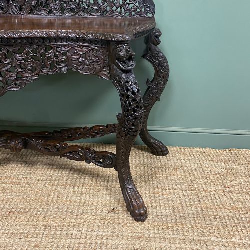 UNUSUAL ANTIQUE CARVED BURMESE CONSOLE TABLE - ADDITIONAL PHOTO 3