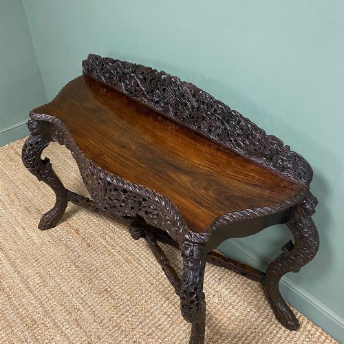 UNUSUAL ANTIQUE CARVED BURMESE CONSOLE TABLE - ADDITIONAL PHOTO 5