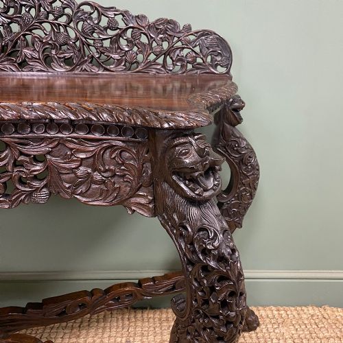UNUSUAL ANTIQUE CARVED BURMESE CONSOLE TABLE - ADDITIONAL PHOTO 7