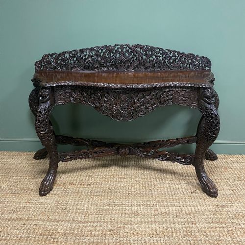 UNUSUAL ANTIQUE CARVED BURMESE CONSOLE TABLE - ADDITIONAL PHOTO 9
