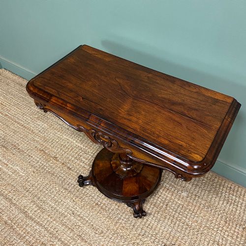 STUNNING ANTIQUE VICTORIAN ROSEWOOD CARD TABLE - ADDITIONAL PHOTO 4