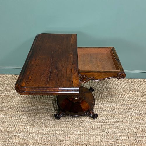 STUNNING ANTIQUE VICTORIAN ROSEWOOD CARD TABLE - ADDITIONAL PHOTO 6