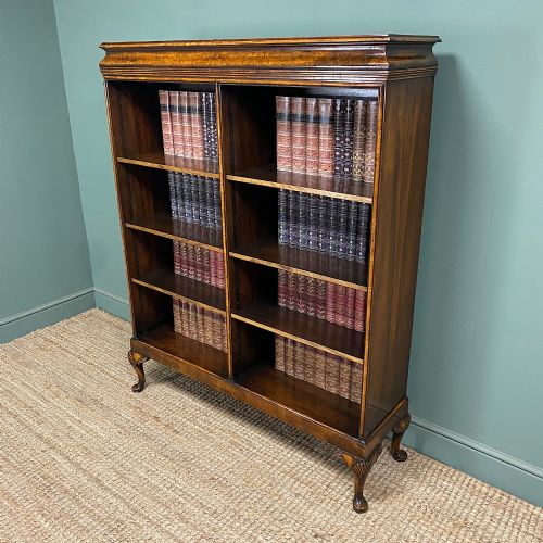 SUPERB LARGE ANTIQUE WALNUT OPEN BOOKCASE BY WARINGS - ADDITIONAL PHOTO 7