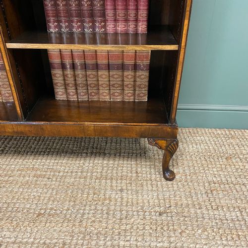 SUPERB LARGE ANTIQUE WALNUT OPEN BOOKCASE BY WARINGS - ADDITIONAL PHOTO 8
