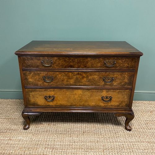 spectacular antique edwardian walnut chest of drawers - CATEGORY: ANTIQUE CHEST OF DRAWERS - DATED EDWARDIAN