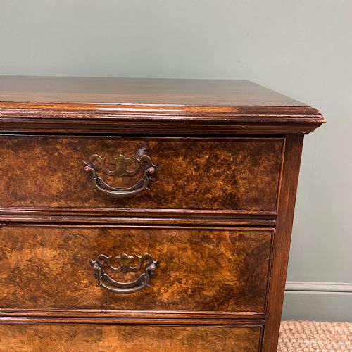 SPECTACULAR ANTIQUE EDWARDIAN WALNUT CHEST OF DRAWERS - ADDITIONAL PHOTO 4