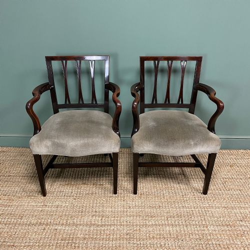 quality pair of antique georgian carver arm chairs - CATEGORY: ANTIQUE CHAIRS - DATED GEORGIAN