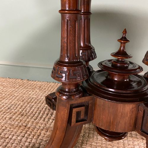 MAGNIFICENT FIGURED WALNUT INLAID ANTIQUE OVAL WALNUT DINING TABLE - ADDITIONAL PHOTO 1