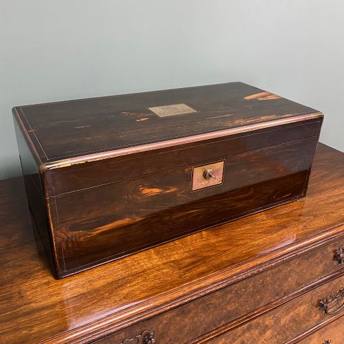 STUNNING COROMANDEL ANTIQUE VICTORIAN WRITING SLOPE - ADDITIONAL PHOTO 4