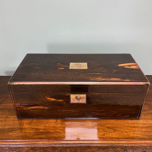 STUNNING COROMANDEL ANTIQUE VICTORIAN WRITING SLOPE - ADDITIONAL PHOTO 8