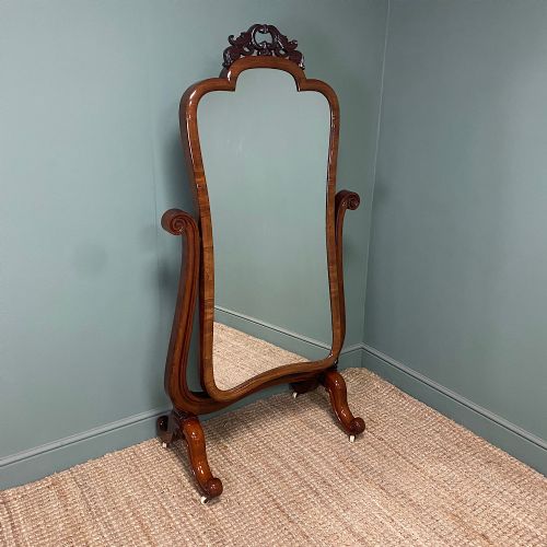 stunning mahogany antique victorian cheval mirror - CATEGORY: ANTIQUE MIRRORS - DATED VICTORIAN