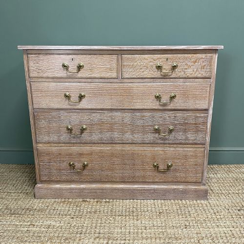 superb quality antique limed oak chest of drawers - CATEGORY: ANTIQUE CHEST OF DRAWERS - DATED EDWARDIAN