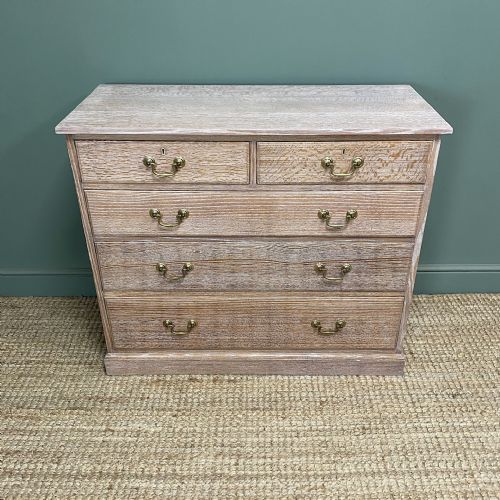SUPERB QUALITY ANTIQUE LIMED OAK CHEST OF DRAWERS - ADDITIONAL PHOTO 1