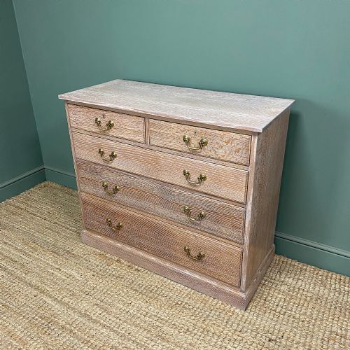 SUPERB QUALITY ANTIQUE LIMED OAK CHEST OF DRAWERS - ADDITIONAL PHOTO 6