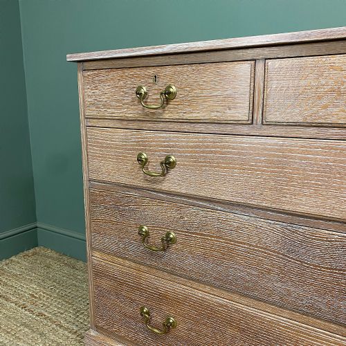 SUPERB QUALITY ANTIQUE LIMED OAK CHEST OF DRAWERS - ADDITIONAL PHOTO 7