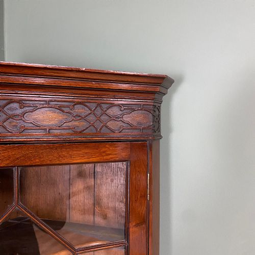 STUNNING EDWARDIAN ANTIQUE GLAZED CORNER DISPLAY CABINET - ADDITIONAL PHOTO 1