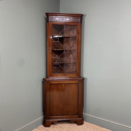 STUNNING EDWARDIAN ANTIQUE GLAZED CORNER DISPLAY CABINET - ADDITIONAL PHOTO 4