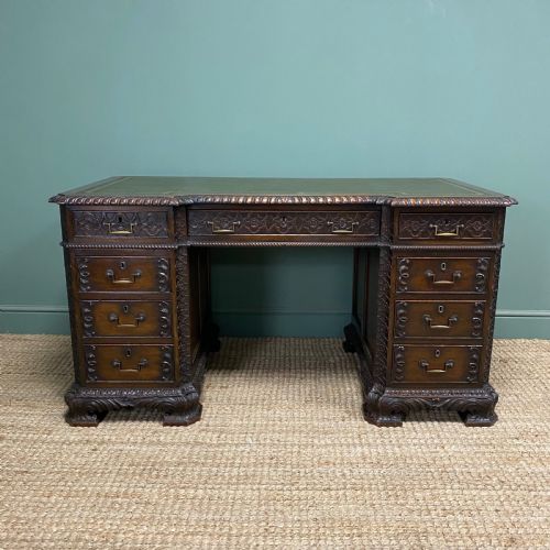 outstanding large victorian mahogany desk - CATEGORY: ANTIQUE DESKS - DATED VICTORIAN