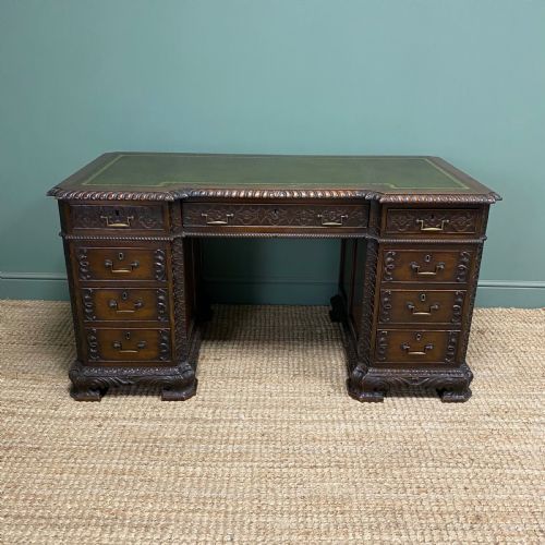 OUTSTANDING LARGE VICTORIAN MAHOGANY DESK - ADDITIONAL PHOTO 4