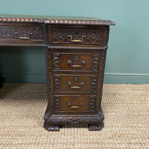 OUTSTANDING LARGE VICTORIAN MAHOGANY DESK - ADDITIONAL PHOTO 5