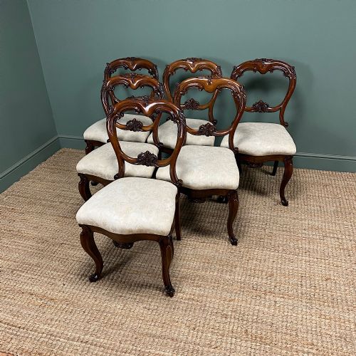 STUNNING SET OF 6 ANTIQUE VICTORIAN ROSEWOOD DINING CHAIRS - ADDITIONAL PHOTO 5