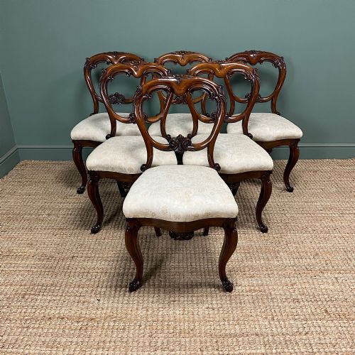 STUNNING SET OF 6 ANTIQUE VICTORIAN ROSEWOOD DINING CHAIRS - ADDITIONAL PHOTO 6