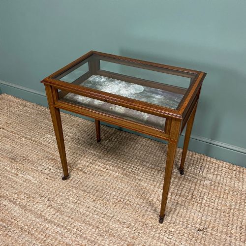 ELEGANT MAHOGANY GLAZED ANTIQUE EDWARDIAN BIJOUTERIE TABLE - ADDITIONAL PHOTO 2
