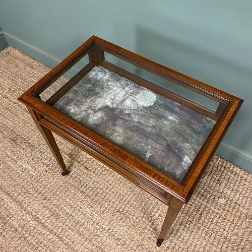 ELEGANT MAHOGANY GLAZED ANTIQUE EDWARDIAN BIJOUTERIE TABLE - ADDITIONAL PHOTO 6