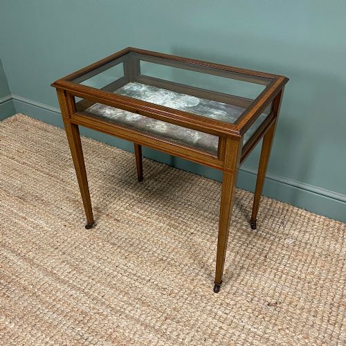ELEGANT MAHOGANY GLAZED ANTIQUE EDWARDIAN BIJOUTERIE TABLE - ADDITIONAL PHOTO 7