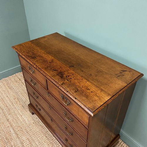 SUPERB QUALITY ANTIQUE GEORGIAN OAK CHEST OF DRAWERS - ADDITIONAL PHOTO 1