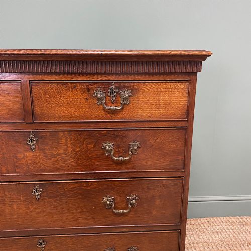 SUPERB QUALITY ANTIQUE GEORGIAN OAK CHEST OF DRAWERS - ADDITIONAL PHOTO 4