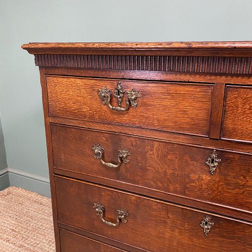 SUPERB QUALITY ANTIQUE GEORGIAN OAK CHEST OF DRAWERS - ADDITIONAL PHOTO 5